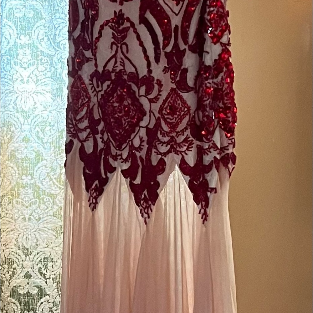 Primavera Red and Nude Sequin Dress